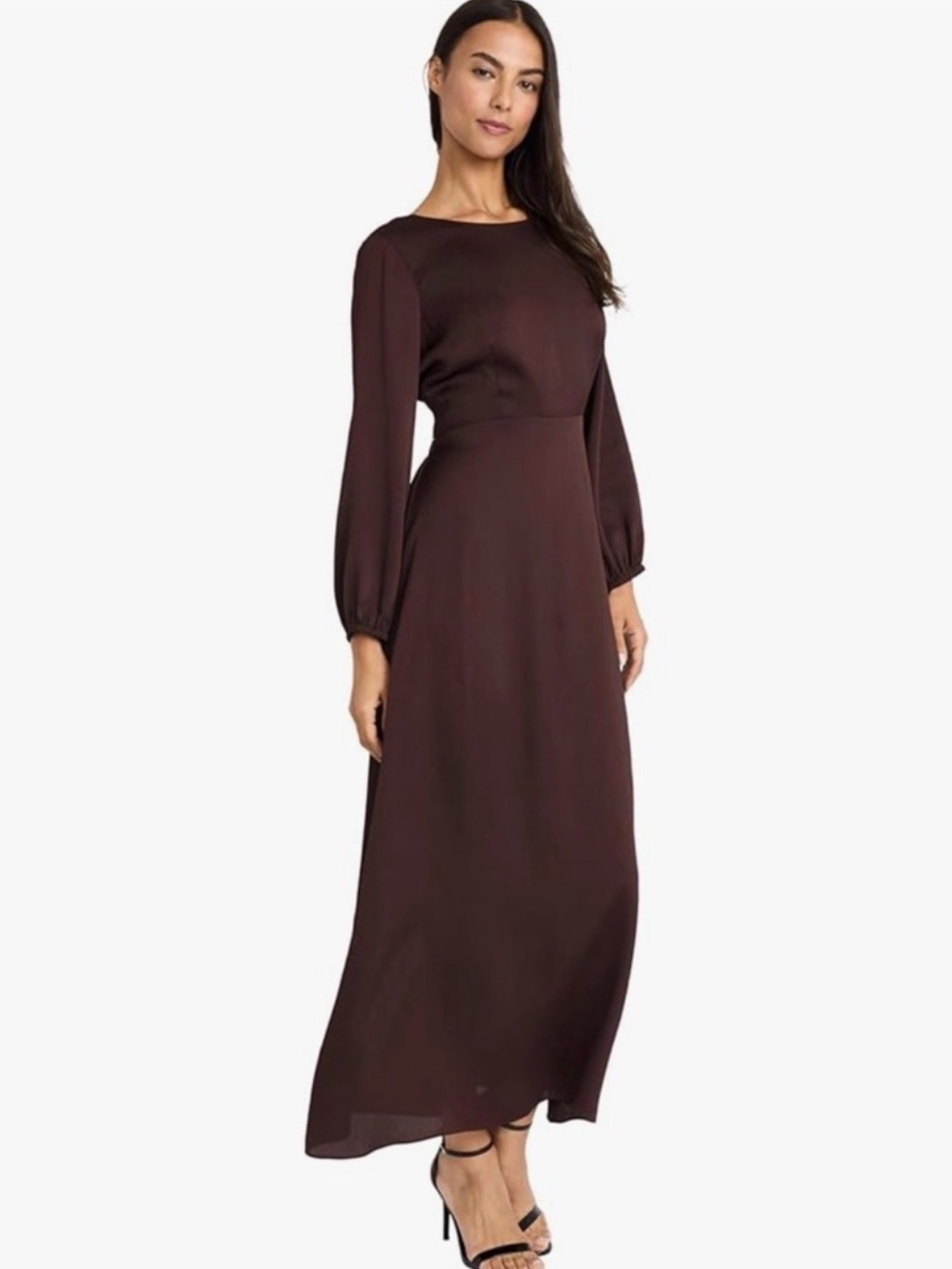 Donna Morgan Long Sleeve Maxi Dress in Deep Chocolate